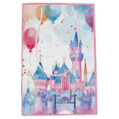 ピンクウォーターカラープリンセス城 ミディアムペーパーバッグ (正面)