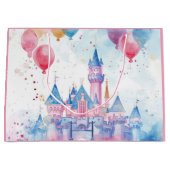 ピンクウォーターカラープリンセス城 ラージペーパーバッグ (正面)