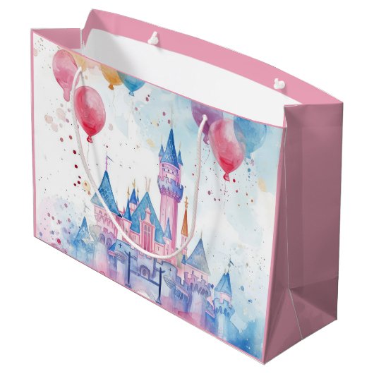 ピンクウォーターカラープリンセス城 ラージペーパーバッグ (裏面アングル)