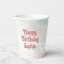 ピンクウォーターカラープリンセス誕生日パーティー 紙コップ