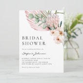 ピンクウォーターカラープロテアトロピカルブライダルシャワー 招待状 (スタンド正面)