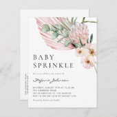ピンクウォーターカラープロテアトロピカルベビー散布 インビテーションポストカード (正面/裏面)