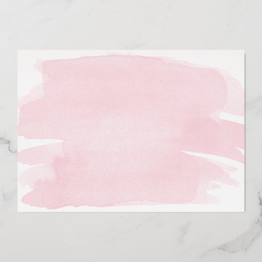 ピンクウォーターカラーベビーシャワーゴールドフォイル招待状 箔招待状 (裏面)