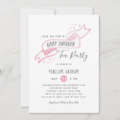 ピンクウォーターカラーベビーシャワーティーパーティの招待状 招待状 (正面)