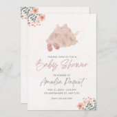 ピンクウォーターカラーベビーシャワー招待状 招待状 (正面/裏面)
