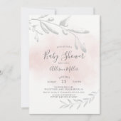 ピンクウォーターカラーベビーシャワー招待状 招待状 (正面)