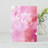 ピンクウォーターカラーベビーシャワー招待状 招待状 (スタンド正面)