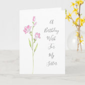 ピンクウォーターカラーペンステモン カード (黄色い花)