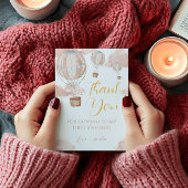 ピンクウォーターカラーホットエアバルーンガール誕生日 サンキューカード