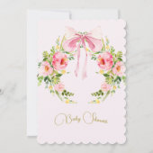 ピンクウォーターカラーボウフローラリージェンシーベビーシャワー 招待状 (裏面)