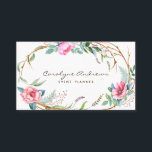 ピンクウォーターカラーボヘミアンフローラリース 名刺<br><div class="desc">Bohoシックな名刺の水彩花と枝のリース。この名刺は快適、イベントプランナー、デザイナーに最適。</div>