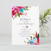 ピンクウォーターカラーボホシックフローラバルミツワー 招待状 (スタンド正面)