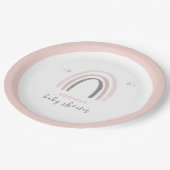 ピンクウォーターカラーボホレインボーベビーシャワー ペーパープレート (アングル)