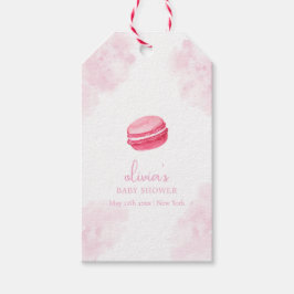 ピンクウォーターカラーボンジュールベベマカロンベビーシャワー ギフトタグ