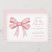 ピンクウォーターカラーボーガールベビーエレガントシャワー赤面 招待状 (正面/裏面)