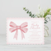ピンクウォーターカラーボーガールベビーエレガントシャワー赤面 招待状 (スタンド正面)