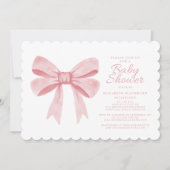 ピンクウォーターカラーボーガールベビーエレガントシャワー赤面 招待状 (正面)
