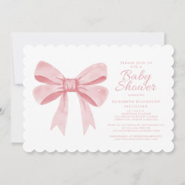 ピンクウォーターカラーボーガールベビーエレガントシャワー赤面 招待状
