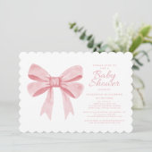 ピンクウォーターカラーボーガールベビーエレガントシャワー赤面 招待状 (スタンド正面)