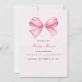 ピンクウォーターカラーボーガールベビーシャワー招待状 招待状 (正面)