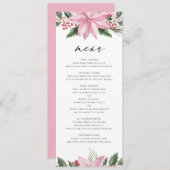 ピンクウォーターカラーポインセチアフローラ冬の結婚式 メニュー (正面/裏面)