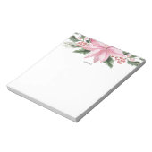 ピンクウォーターカラーポインセチア&ホリーズガーランド ノートパッド (回転)