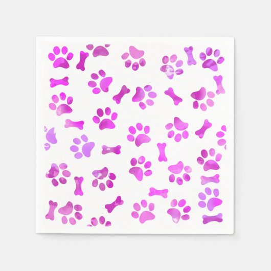 ピンクウォーターカラーポープリント誕生日 スタンダードカクテルナプキン (正面)