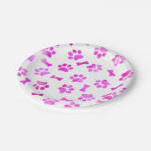 ピンクウォーターカラーポープリント誕生日 ペーパープレート (アングル)