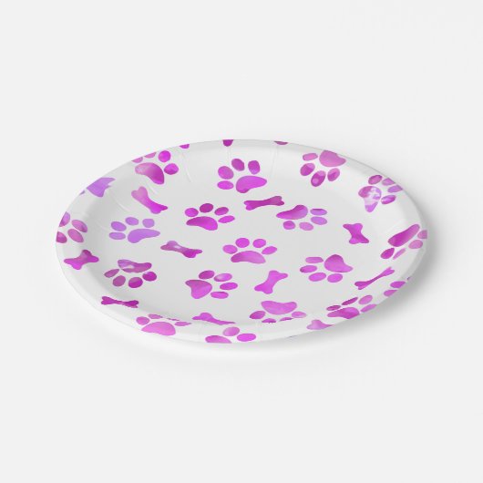 ピンクウォーターカラーポープリント誕生日 ペーパープレート (アングル)