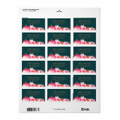 ピンクウォーターカラーマグノリアフローラティール（緑がかった色）アドレス ラベル (フルシート)