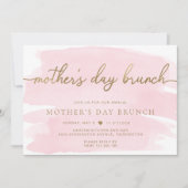 ピンクウォーターカラーマザーズデイブランチ招待状 招待状 (正面)