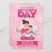 ピンクウォーターカラーマザーズデイE招待状 招待状 (正面/裏面)