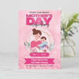 ピンクウォーターカラーマザーズデイE招待状 招待状