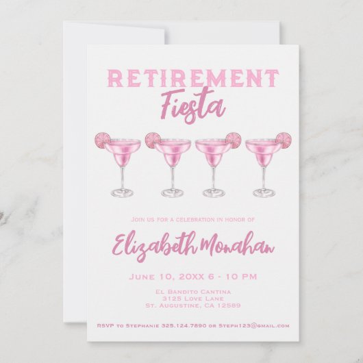 ピンクウォーターカラーマルガリタフィエスタリタイオメント 招待状 (正面)