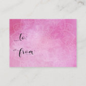 ピンクウォーターカラーマンダラディスプレイブライダルシャワーカード エンクロージャーカード (裏面)