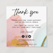 ピンクウォーターカラーミニ名刺 スクエア名刺 (正面)