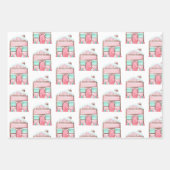 ピンクウォーターカラーミントクリスマスラッピング紙 ラッピングペーパーシート (正面2)