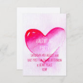 ピンクウォーターカラーモダンバレンタインパーティの招待状 招待状 (正面/裏面)