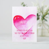 ピンクウォーターカラーモダンバレンタインパーティの招待状 招待状 (スタンド正面)