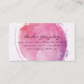 ピンクウォーターカラーモノグラムファンシー文字ストライプ 名刺 (裏面)