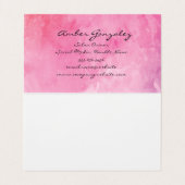 ピンクウォーターカラーモノグラムファンシー文字 名刺 (内部フラット)