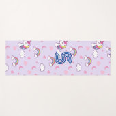 ピンクウォーターカラーユニコーンヨガおもしろいブラックモノグラム ヨガマット (正面(横))