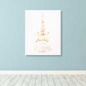 ピンクウォーターカラーユニコーン感動的引用文 キャンバスプリント (インサイチュ (ウッドフロア))