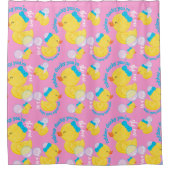 ピンクウォーターカラーラバーダッキーお前が1人 シャワーカーテン (正面)