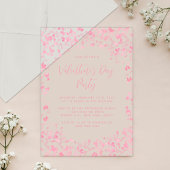 ピンクウォーターカラーラブハートバレンタインデーパーティー アクリル招待状