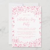 ピンクウォーターカラーラブハートバレンタインデーパーティー 招待状 (正面)