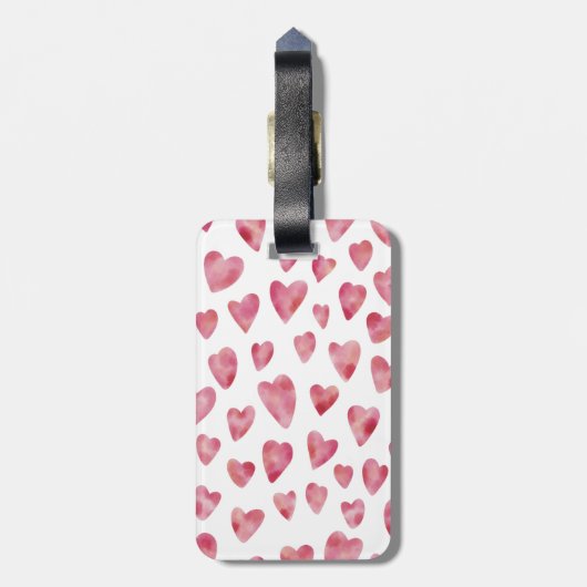 ピンクウォーターカラーラブハートモノグラムハネムーン ラゲッジタグ (裏面縦)