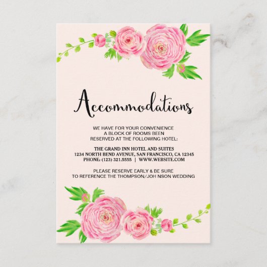 ピンクウォーターカラーランヌカルスアコモデーションカード エンクロージャーカード (正面)