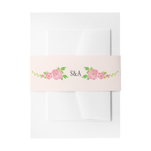 ピンクウォーターカラーランヌカルス招待状用帯 招待状ベリーバンド (正面例)