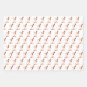 ピンクウォーターカラーリトルバニー ラッピングペーパーシート (正面3)